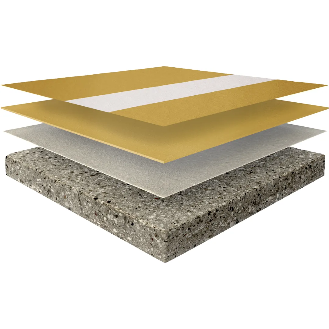 Sistema poliuretanico multistrato elastico, per pavimentazioni di aree di parcheggio interne. Spessore 2-2,5 mm