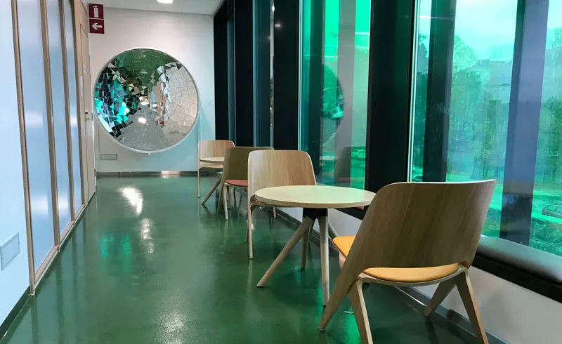 Pavimento resina area ristoro e bar ospedale